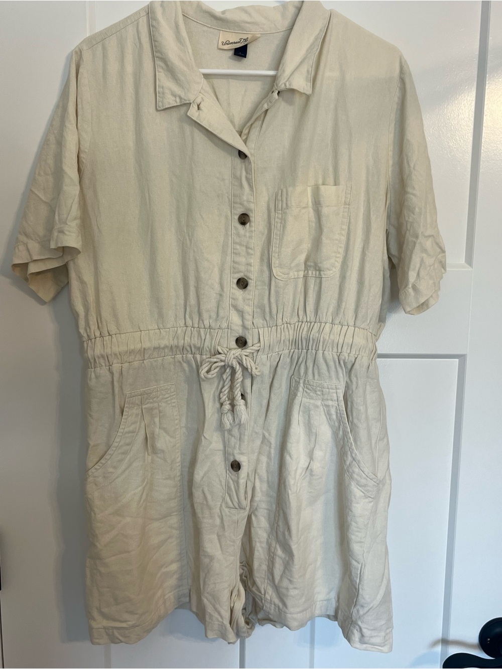Universal Thread Cream Linen Blend Romper Coastal Cowgirl (L)